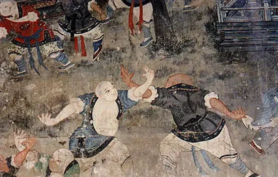 Fresco de monjes guerreros de Shaolin