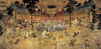 Grabado antiguo del Templo Shaolin